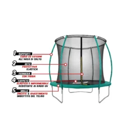 Trampolino Tappeto Elastico 305 cm Diametro Bambini Rete Sicurezza da Giardino