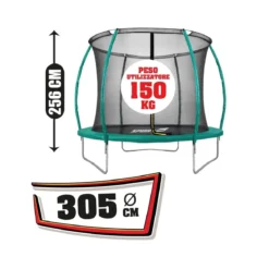 Trampolino Tappeto Elastico 305 cm Diametro Bambini Rete Sicurezza da Giardino