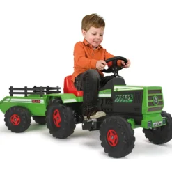 Trattore Elettrico Bambini 6V Rimorchio Verde Batteria Ricaricabile