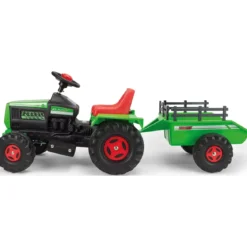 Trattore Elettrico Bambini 6V Rimorchio Verde Batteria Ricaricabile