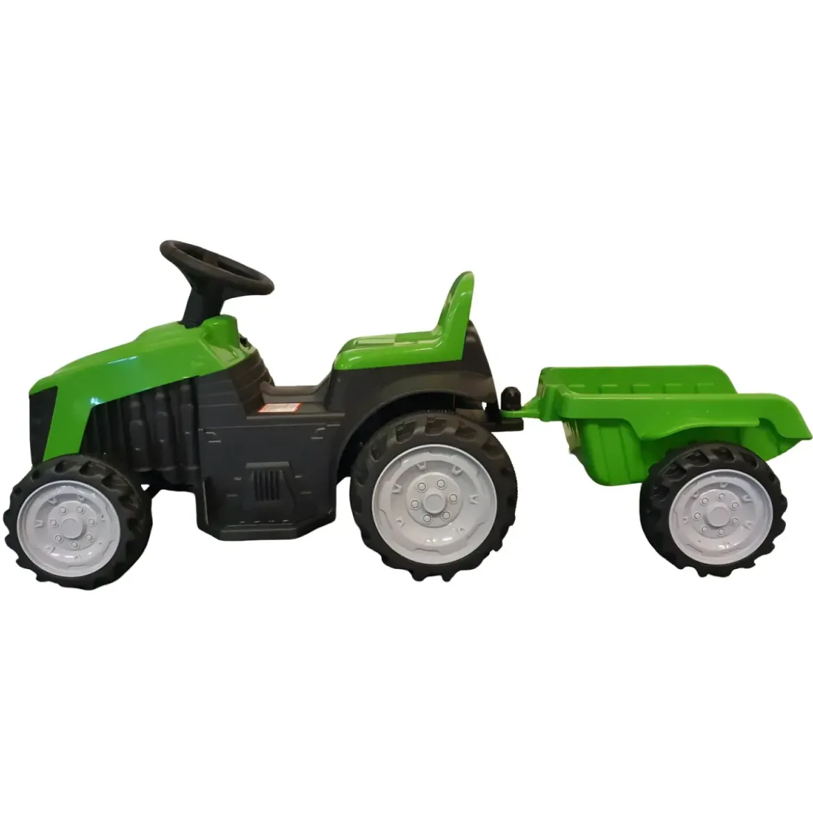 Trattore Elettrico per Bambini 6V Verde con Rimorchio Staccabile