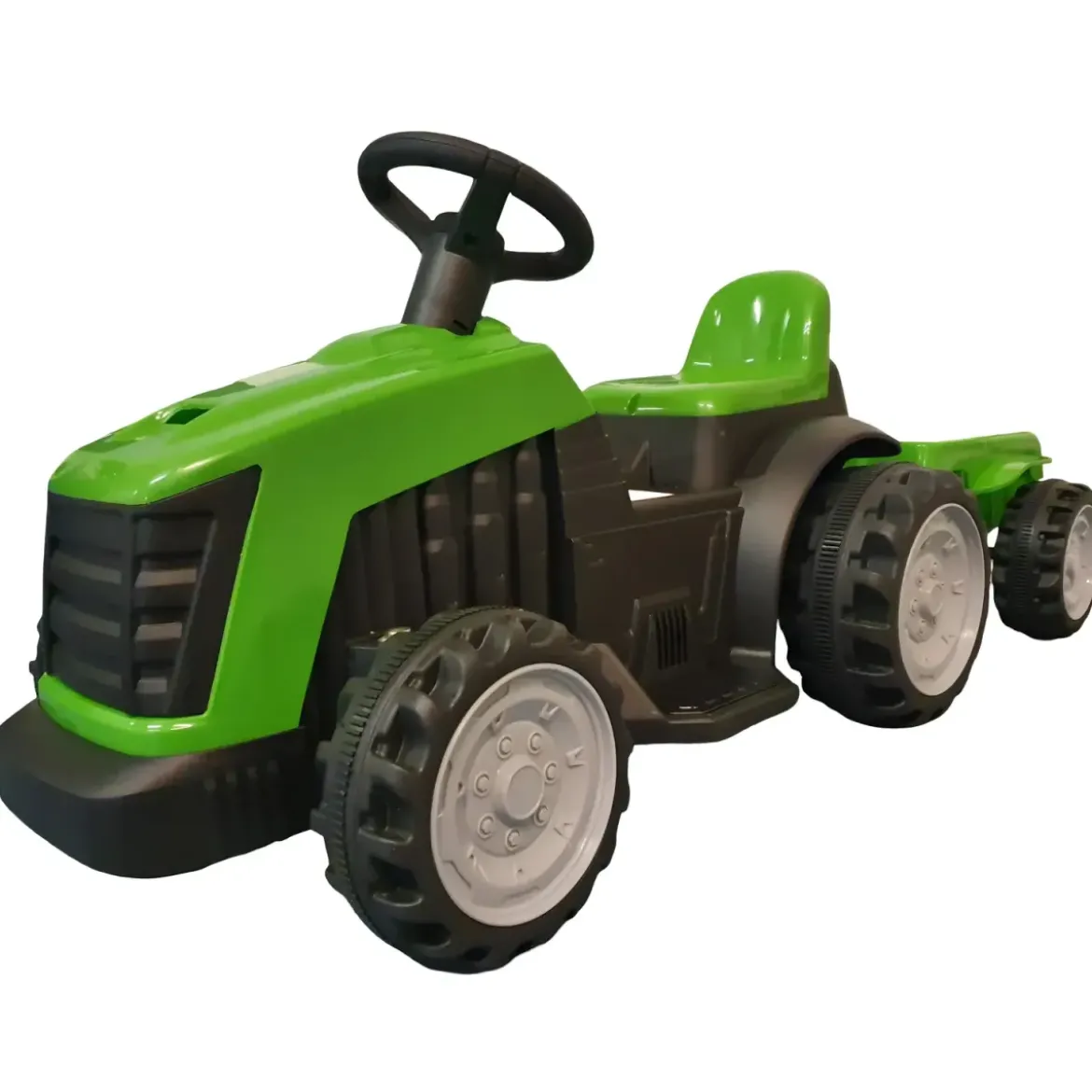Trattore Elettrico per Bambini 6V Verde con Rimorchio Staccabile