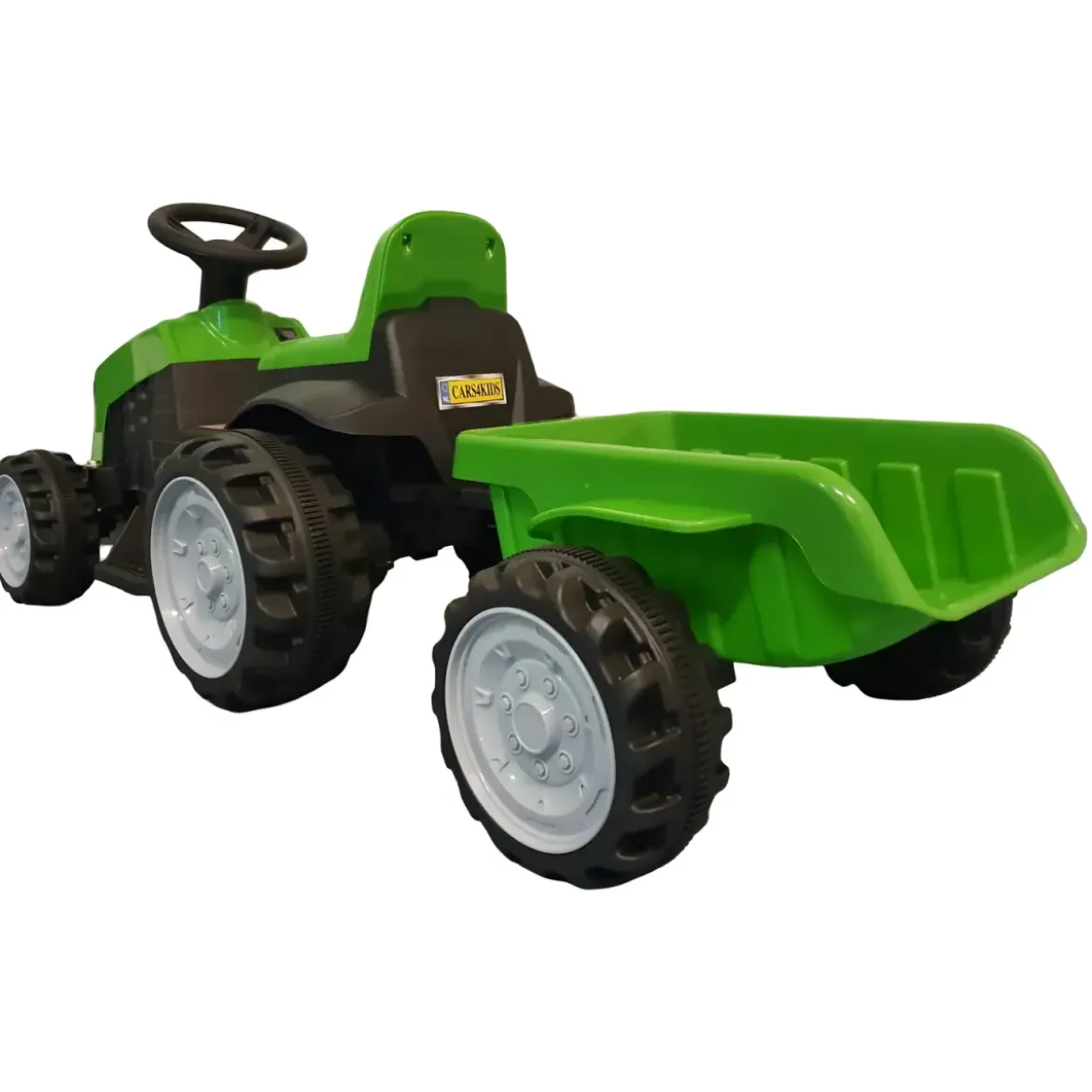Trattore Elettrico per Bambini 6V Verde con Rimorchio Staccabile