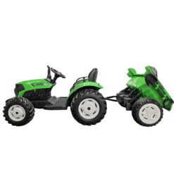 Trattore Elettrico per Bambini 24V con Rimorchio Ribaltabile Verde