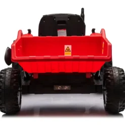 Trattore Elettrico per Bambini 24V Rosso con Rimorchio Ribaltabile