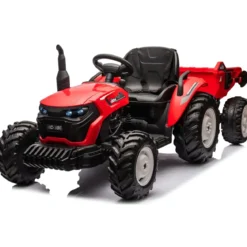Trattore Elettrico per Bambini 24V Rosso con Rimorchio Ribaltabile