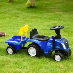 Trattore Macchina a Spinta 4 Ruote per Bambino Cavalcabile Rimorchio