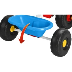 Triciclo Bambini Blu Rosso Giallo in Metallo Cestino Ribalta Cintura