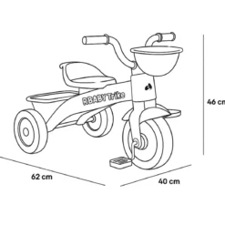 Triciclo Bambini Trico Max 62x40x46 cm Colori Vivaci Portaoggetti