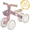 Triciclo Cavalcabile Rosa Ergonomico Ecologico Cestino per Equilibrio
