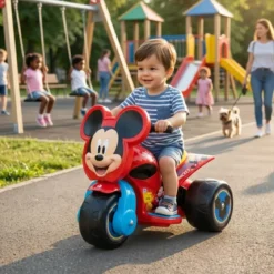 Triciclo Elettrico per Bambini 6V Topolino Disney Rosso Caricabatterie