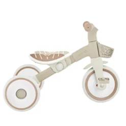 Triciclo Evolutivo Bambini 2 in 1 Beige Regolabile Pedali Rimovibili
