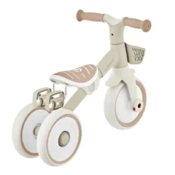 Triciclo Evolutivo Bambini 2 in 1 Beige Regolabile Pedali Rimovibili