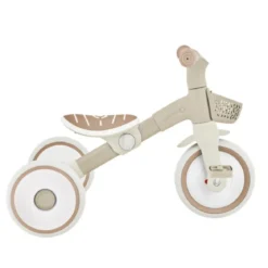 Triciclo Evolutivo Bambini 2 in 1 Beige Regolabile Pedali Rimovibili