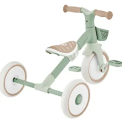 Triciclo Evolutivo Bambini 2 in 1 Verde Regolabile Pedali Rimovibili