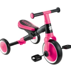 Triciclo Evolutivo Bambini 2 in 1 Rosa Neon Bici Pedali Removibili
