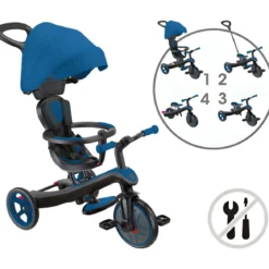 Triciclo Evolutivo 4 in 1 Maniglione Regolabile Balance Bike Blu Reale