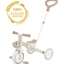 Triciclo Evolutivo per Bambini 3 in 1 Beige Regolabile Ecologico