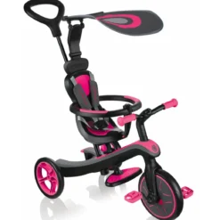 Triciclo Evolutivo per Bambini 4 in 1 Nero Rosa Neon Regolabile