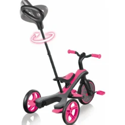 Triciclo Evolutivo per Bambini 4 in 1 Nero Rosa Neon Regolabile
