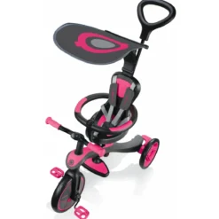 Triciclo Evolutivo per Bambini 4 in 1 Nero Rosa Neon Regolabile