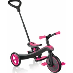 Triciclo Evolutivo per Bambini 4 in 1 Nero Rosa Neon Regolabile