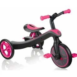 Triciclo Evolutivo per Bambini 4 in 1 Nero Rosa Neon Regolabile