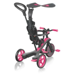 Triciclo Evolutivo per Bambini 4 in 1 Nero Rosa Neon Regolabile
