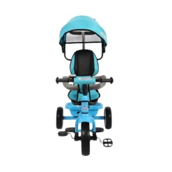 Triciclo per Bambini Azzurro 360° con Cappottina e Guida Parentale