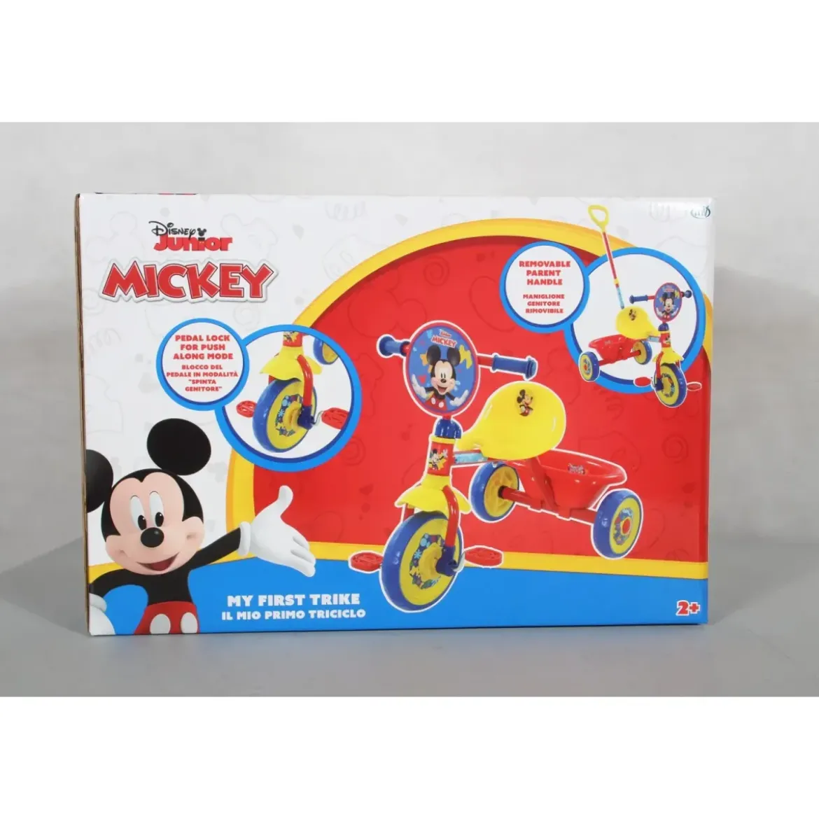 Triciclo per Bambini Maniglia Regolabile Topolino Disney Ruote EVA
