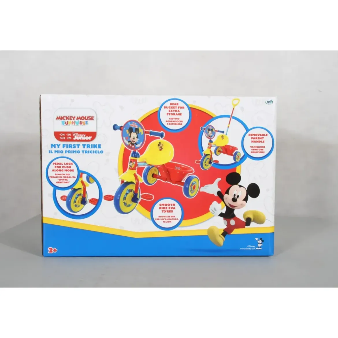 Triciclo per Bambini Maniglia Regolabile Topolino Disney Ruote EVA