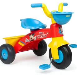 Triciclo Primi Passi per Bambini Topolino Disney 3 Ruote 2 Cestini
