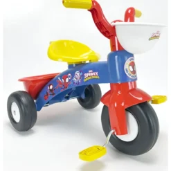 Triciclo Primi Passi per Bambini Spiderman Marvel 3 Ruote 2 Cestini