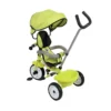 Triciclo Verde per Bambini con Maniglione Cappottina e Seduta 360°