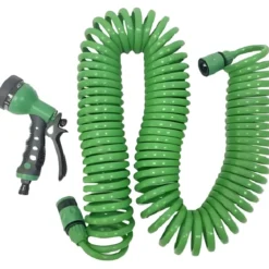 Tubo a Spirale 7,5 m con Pistola Multifunzione 7 Getti per Irrigazione