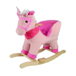 Unicorno a Dondolo con Suoni Animale Cavalcabile in Legno per Bambini Vintage