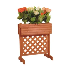 Vaso Fioriera Pensile in Legno con Grigliato Griglia Portavasi Rialzato Balcone