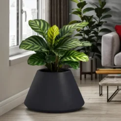 Vaso in Resina Antracite Rotazionale 60x35 cm Resistente Raggi UV