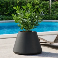 Vaso in Resina Antracite Rotazionale 60x35 cm Resistente Raggi UV