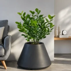 Vaso in Resina Antracite Rotazionale 60x35 cm Resistente Raggi UV