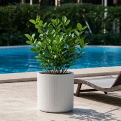 Vaso in Resina Bianco 36x35 Resistente Raggi UV Materiale Riciclabile