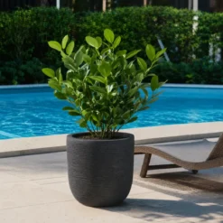 Vaso in Resina Grigio 35x34 Resistente Raggi UV Materiale Riciclabile