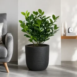 Vaso in Resina Grigio 35x34 Resistente Raggi UV Materiale Riciclabile