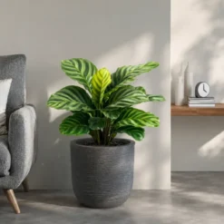 Vaso in Resina Grigio 35x34 Resistente Raggi UV Materiale Riciclabile