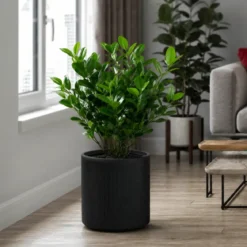 Vaso in Resina Grigio 36x35 Resistente Raggi UV Materiale Riciclabile