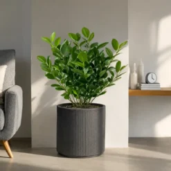 Vaso in Resina Grigio 36x35 Resistente Raggi UV Materiale Riciclabile