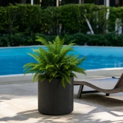 Vaso in Resina Grigio 36x35 Resistente Raggi UV Materiale Riciclabile