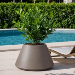 Vaso in Resina Tortora Rotazionale 60x35 cm Resistente Raggi UV