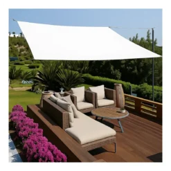 Vela Impermeabile Quadrata 5x5 m Bianco con Anelli in Acciaio Rinforzato