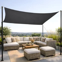 Vela Ombreggiante Idrorepellente 360x360 cm Antracite Quadrato Esterno